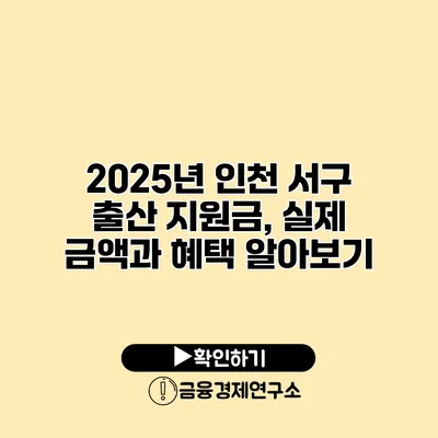 2025년 인천 서구 출산 지원금, 실제 금액과 혜택 알아보기