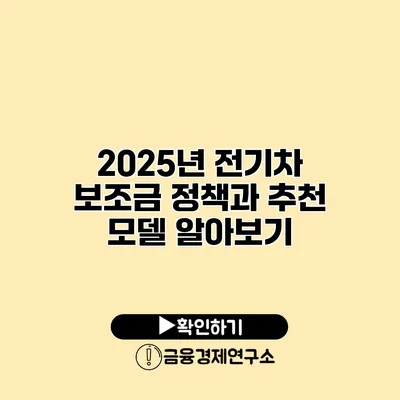 2025년 전기차 보조금 정책과 추천 모델 알아보기