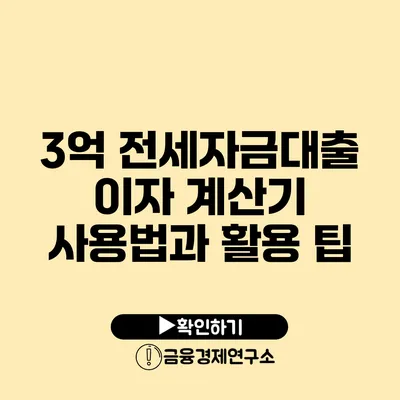 3억 전세자금대출 이자 계산기 사용법과 활용 팁