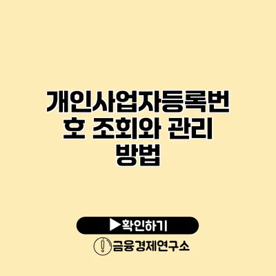 개인사업자등록번호 조회와 관리 방법