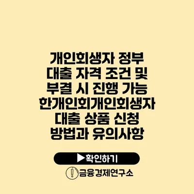 개인회생자 정부 대출 자격 조건 및 부결 시 진행 가능한개인회개인회생자 대출 상품 신청 방법과 유의사항