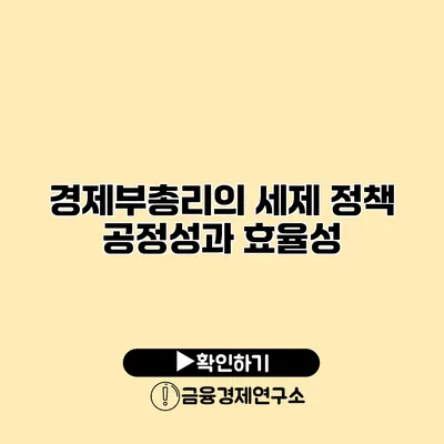 경제부총리의 세제 정책 공정성과 효율성