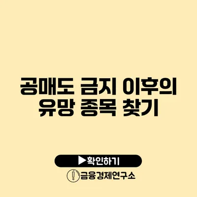 공매도 금지 이후의 유망 종목 찾기