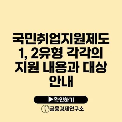 국민취업지원제도 1, 2유형 각각의 지원 내용과 대상 안내