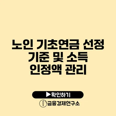 노인 기초연금 선정 기준 및 소득 인정액 관리