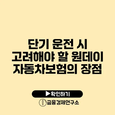 단기 운전 시 고려해야 할 원데이 자동차보험의 장점