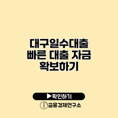 대구일수대출 빠른 대출 자금 확보하기
