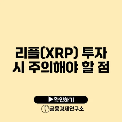 리플(XRP) 투자 시 주의해야 할 점