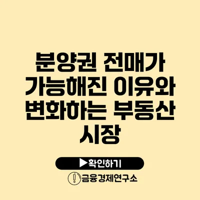 분양권 전매가 가능해진 이유와 변화하는 부동산 시장