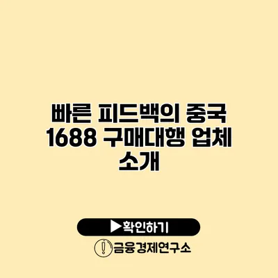 빠른 피드백의 중국 1688 구매대행 업체 소개