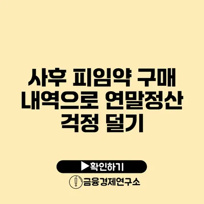 사후 피임약 구매 내역으로 연말정산 걱정 덜기