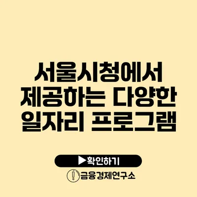 서울시청에서 제공하는 다양한 일자리 프로그램