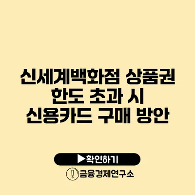 신세계백화점 상품권 한도 초과 시 신용카드 구매 방안