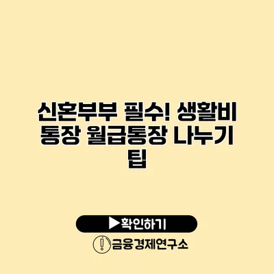 신혼부부 필수! 생활비 통장 월급통장 나누기 팁