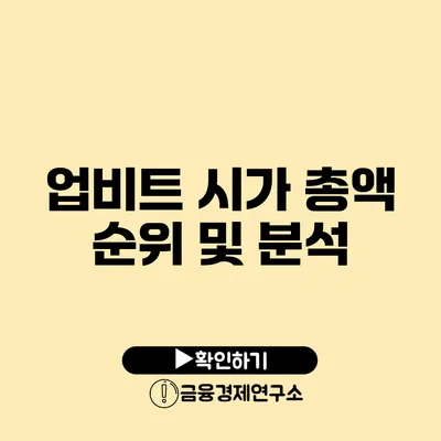 업비트 시가 총액 순위 및 분석