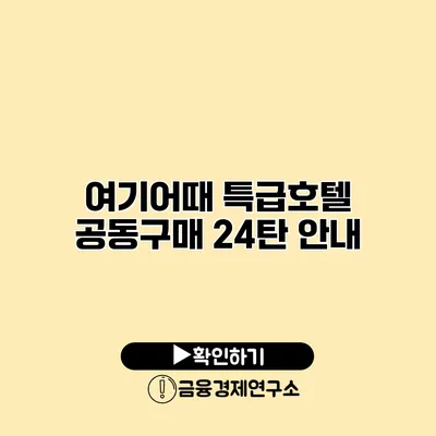 여기어때 특급호텔 공동구매 24탄 안내