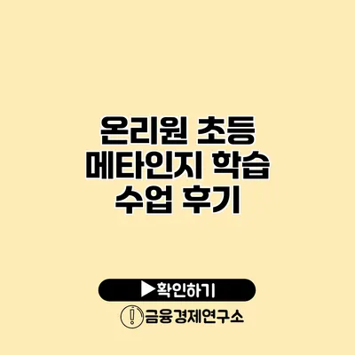 온리원 초등 메타인지 학습 수업 후기