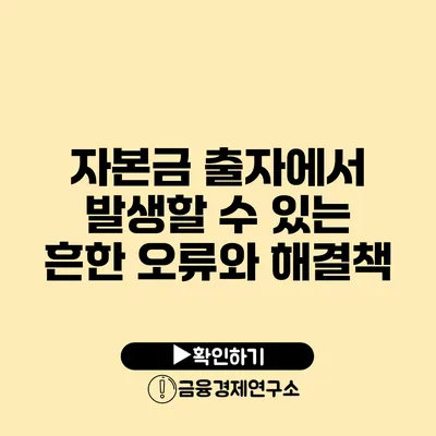 자본금 출자에서 발생할 수 있는 흔한 오류와 해결책