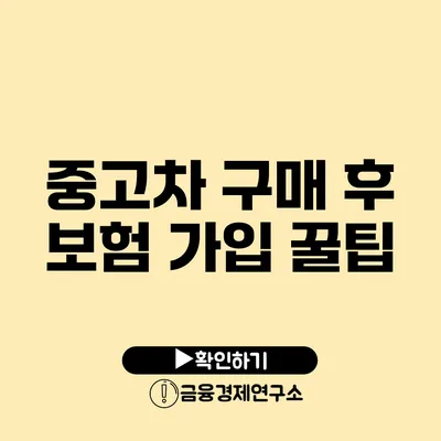 중고차 구매 후 보험 가입 꿀팁