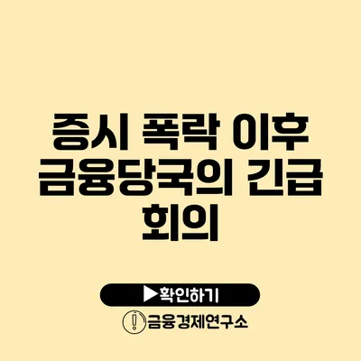 증시 폭락 이후 금융당국의 긴급 회의