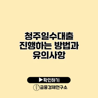청주일수대출 진행하는 방법과 유의사항