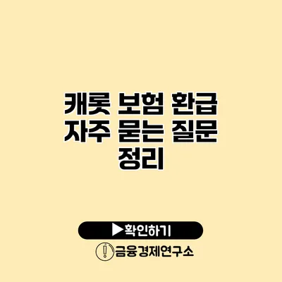 캐롯 보험 환급 자주 묻는 질문 정리