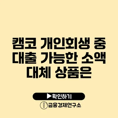 캠코 개인회생 중 대출 가능한 소액 대체 상품은?