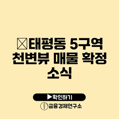 �태평동 5구역 천변뷰 매물 확정 소식