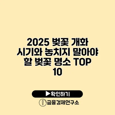 2025 벚꽃 개화 시기와 놓치지 말아야 할 벚꽃 명소 TOP 10
