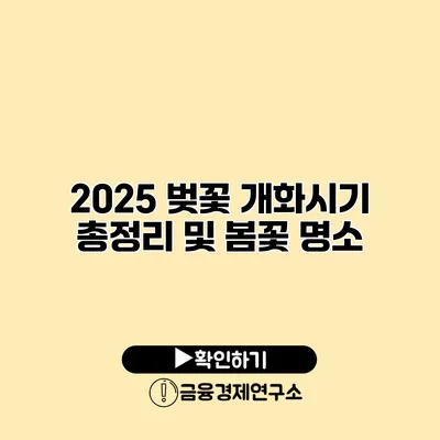 2025 벚꽃 개화시기 총정리 및 봄꽃 명소