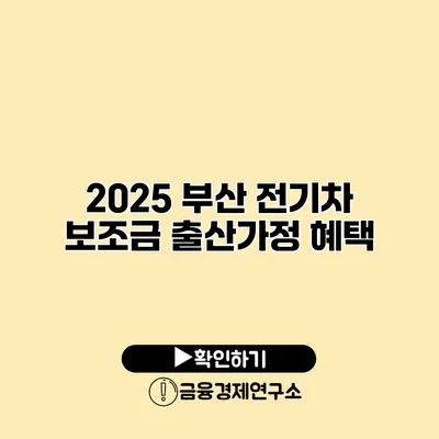 2025 부산 전기차 보조금 출산가정 혜택