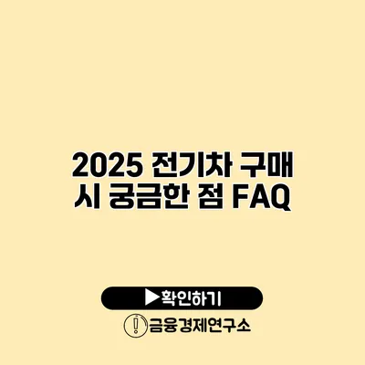 2025 전기차 구매 시 궁금한 점 FAQ