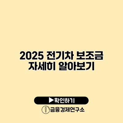 2025 전기차 보조금 자세히 알아보기