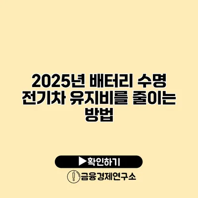 2025년 배터리 수명 전기차 유지비를 줄이는 방법
