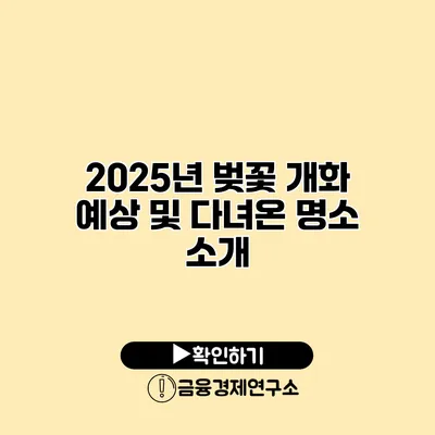 2025년 벚꽃 개화 예상 및 다녀온 명소 소개