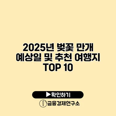 2025년 벚꽃 만개 예상일 및 추천 여행지 TOP 10