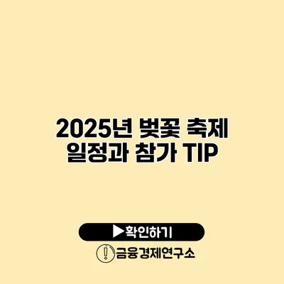 2025년 벚꽃 축제 일정과 참가 TIP