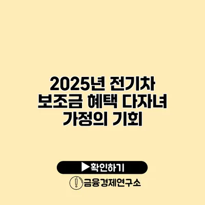 2025년 전기차 보조금 혜택 다자녀 가정의 기회