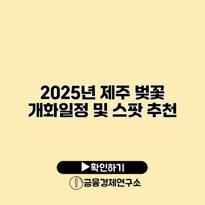 2025년 제주 벚꽃 개화일정 및 스팟 추천