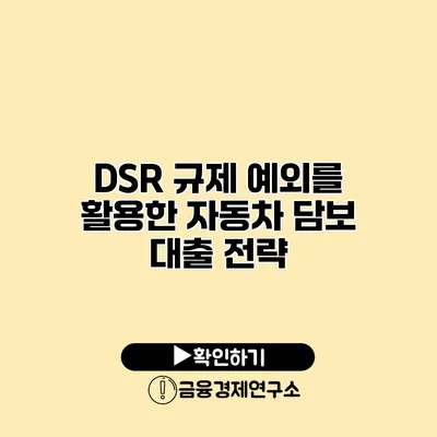 DSR 규제 예외를 활용한 자동차 담보 대출 전략