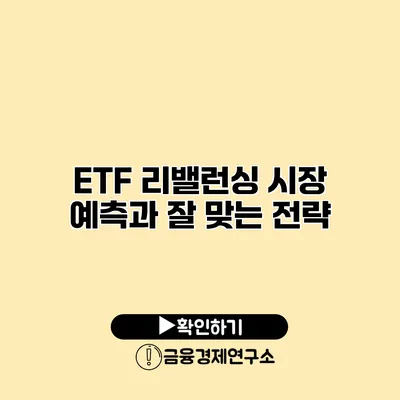 ETF 리밸런싱 시장 예측과 잘 맞는 전략