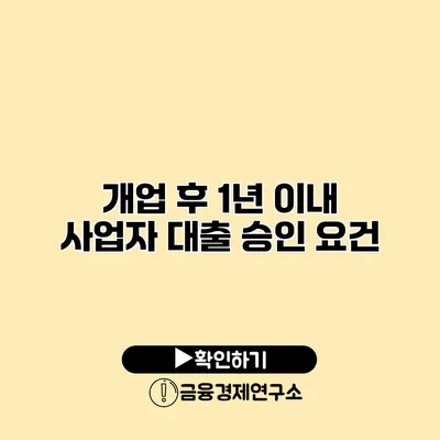 개업 후 1년 이내 사업자 대출 승인 요건