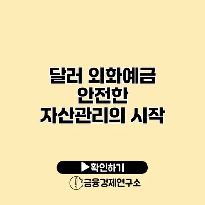 달러 외화예금 안전한 자산관리의 시작