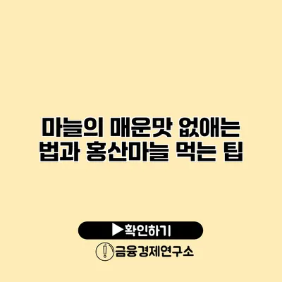 마늘의 매운맛 없애는 법과 홍산마늘 먹는 팁