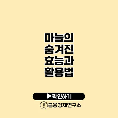 마늘의 숨겨진 효능과 활용법