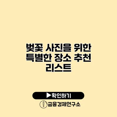 벚꽃 사진을 위한 특별한 장소 추천 리스트