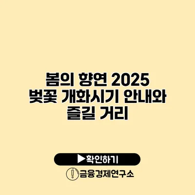 봄의 향연 2025 벚꽃 개화시기 안내와 즐길 거리