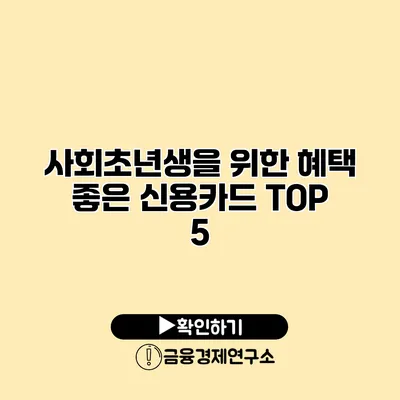 사회초년생을 위한 혜택 좋은 신용카드 TOP 5