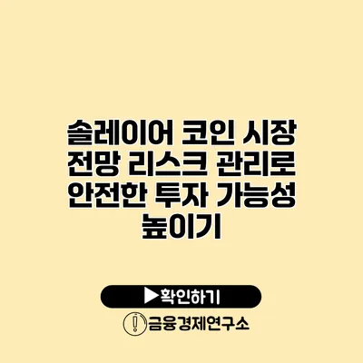 솔레이어 코인 시장 전망 리스크 관리로 안전한 투자 가능성 높이기