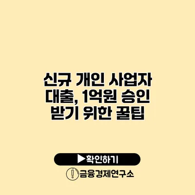 신규 개인 사업자 대출, 1억원 승인 받기 위한 꿀팁